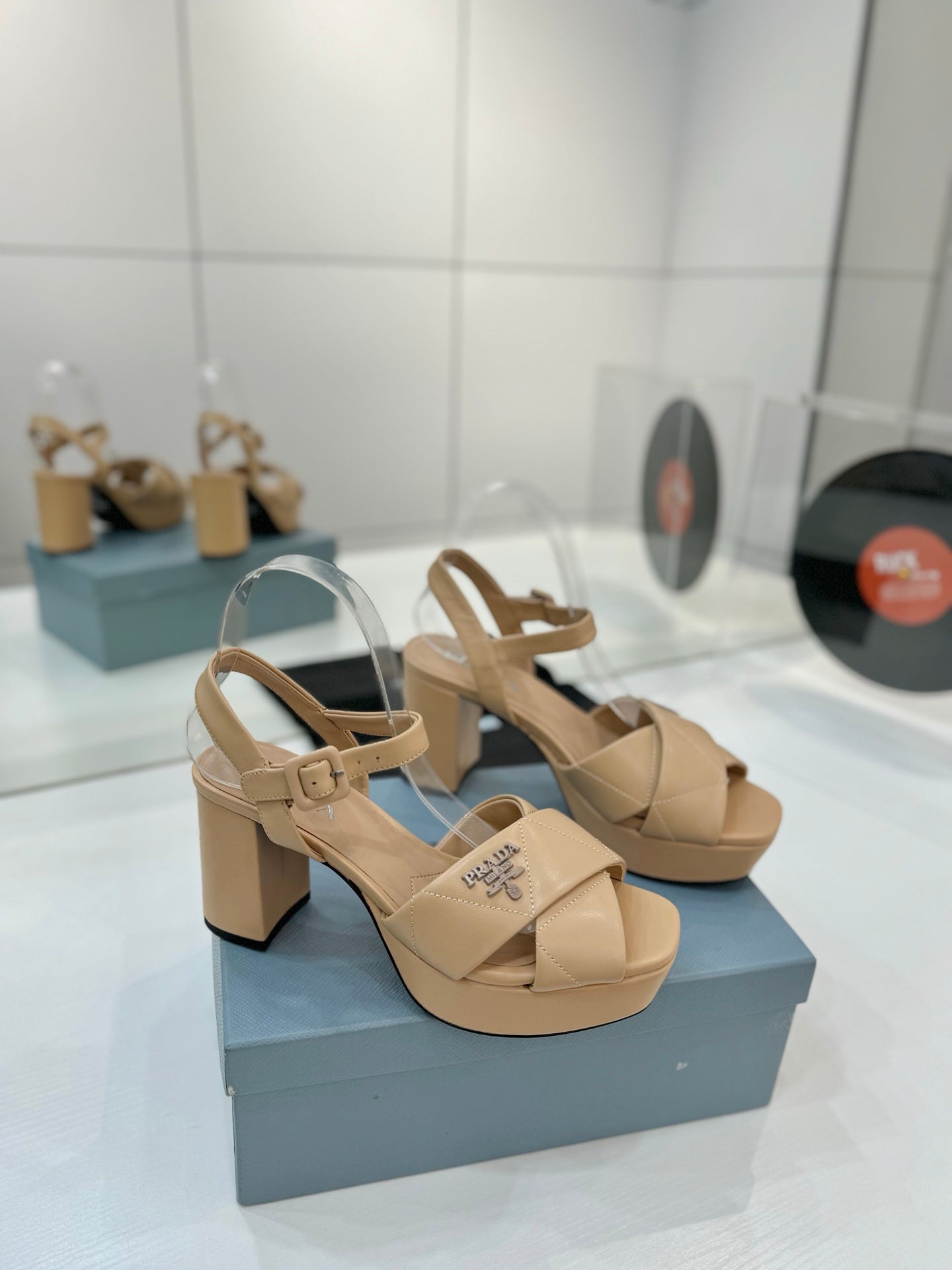 PRA HIGH HEELS 85MM IN BEIGE CALFSKIN - 35
