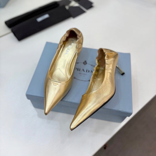 Туфлі PRADA 26S PUMPS 55 мм із телячої шкіри золотистого кольору