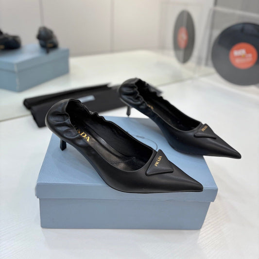 ТУФЛІ PRADA 26S 55 ММ З ЧОРНОЇ ТЕЛЯЧОЇ ШКІРИ З ЛОГОТИПОМ