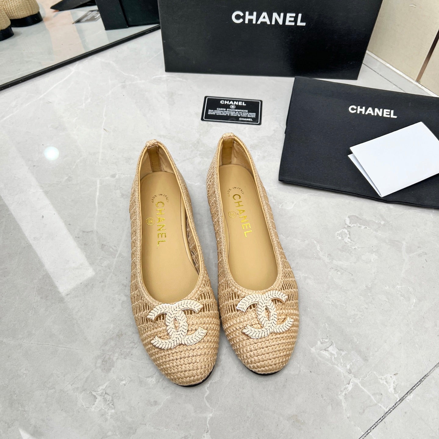 BALLET FLAT 10 MM IN BEIGE RAFFIA - 35