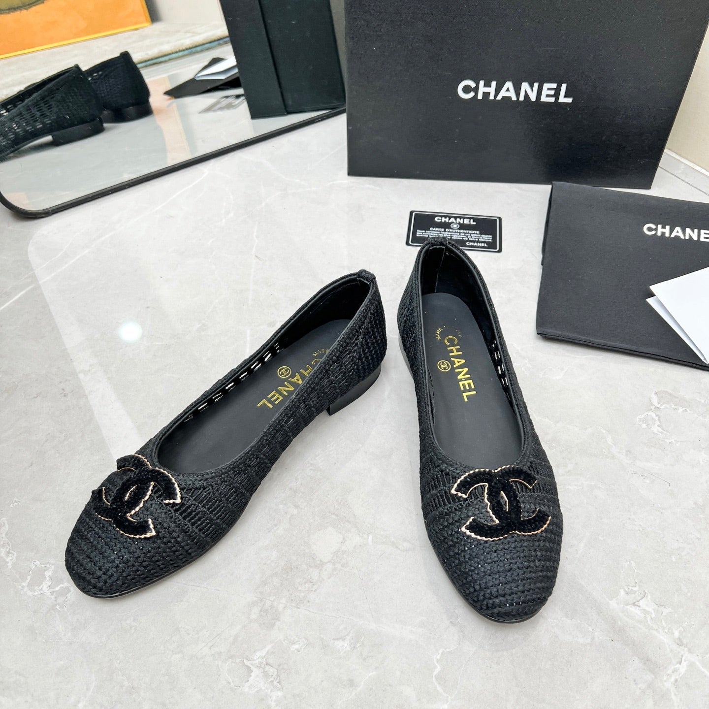 BALLET FLAT 10 MM IN BLACK RAFFIA - 35