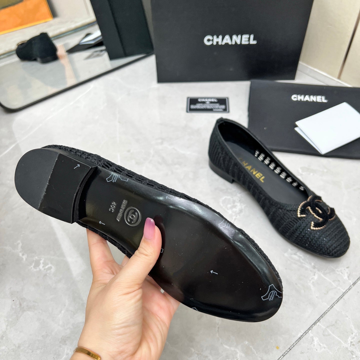 BALLET FLAT 10 MM IN BLACK RAFFIA - 35