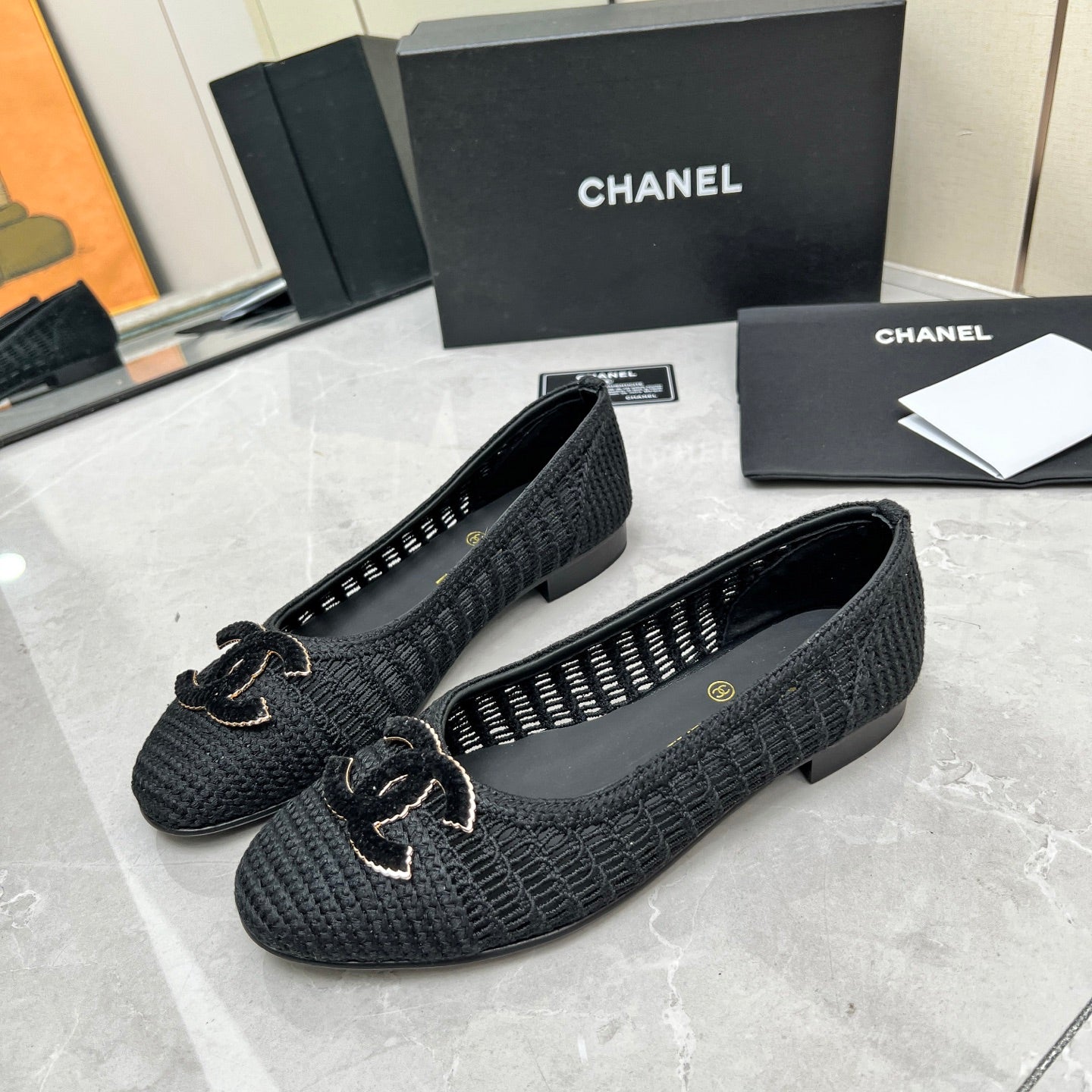 BALLET FLAT 10 MM IN BLACK RAFFIA - 35