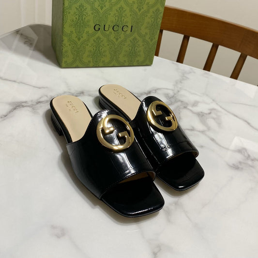 GUCCI 26S ШКІРЯНІ ТУФЛІ BLONDIE З ЧОРНОЇ ГЛЯНЦЕВОЇ ТЕЛЯЧОЇ ШКІРИ