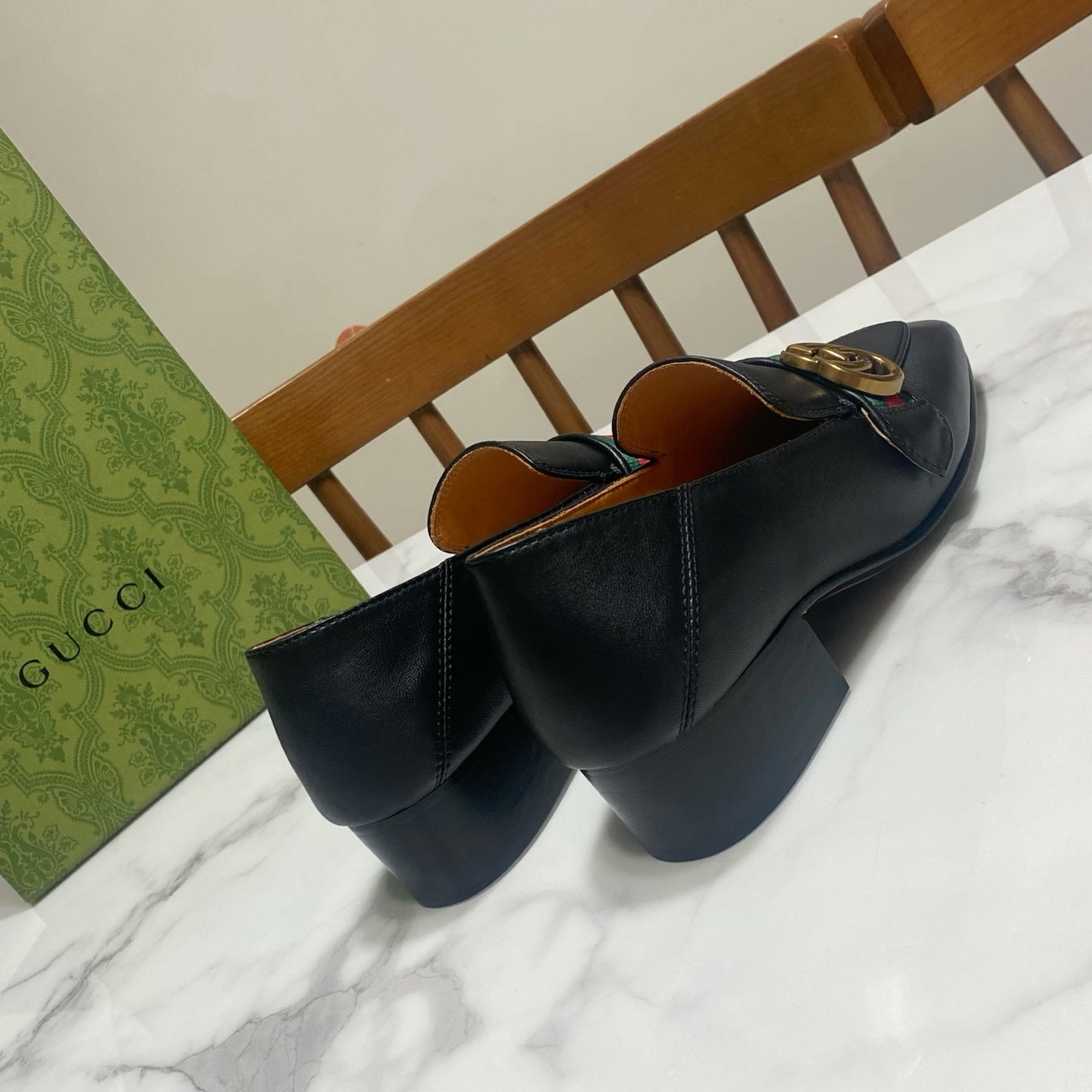 GG LOAFER 35 CM IN BLACK CALFSKIN GOLD HARDWARE - 35