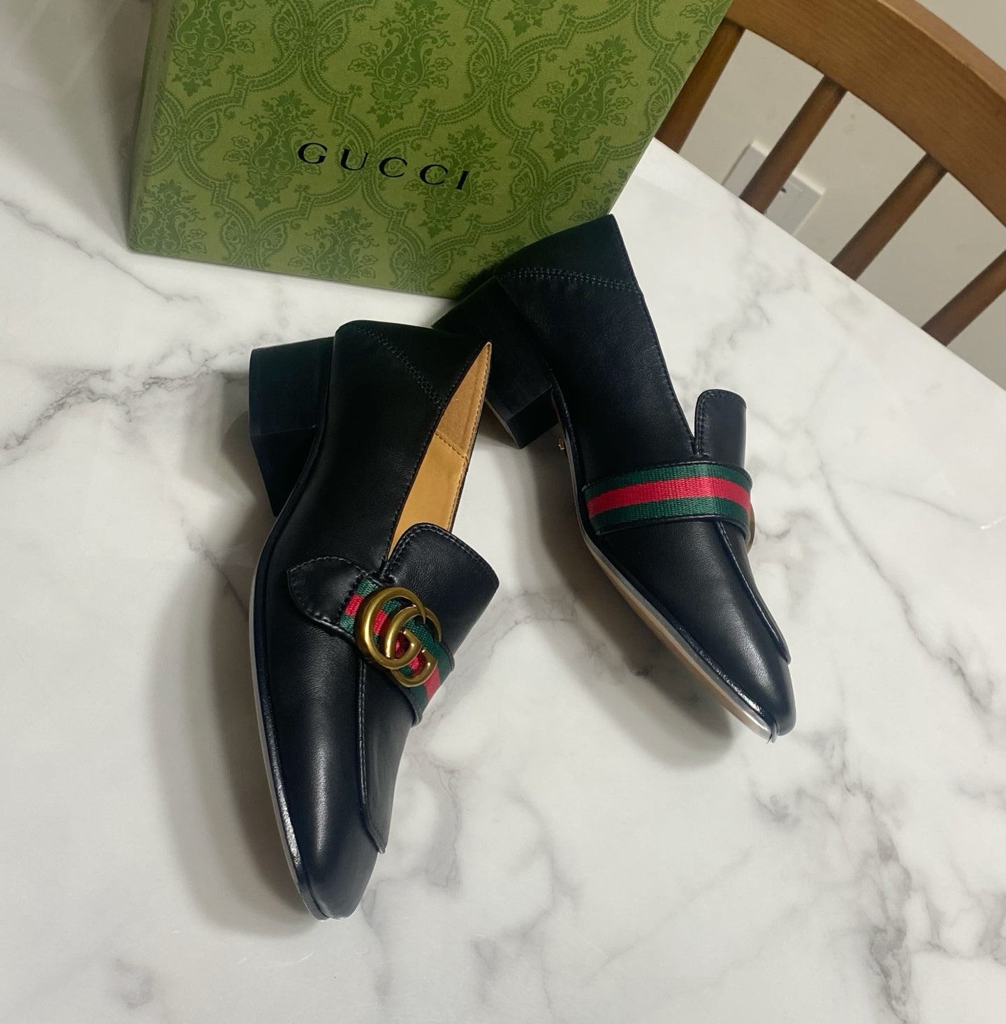 GG LOAFER 35 CM IN BLACK CALFSKIN GOLD HARDWARE - 35