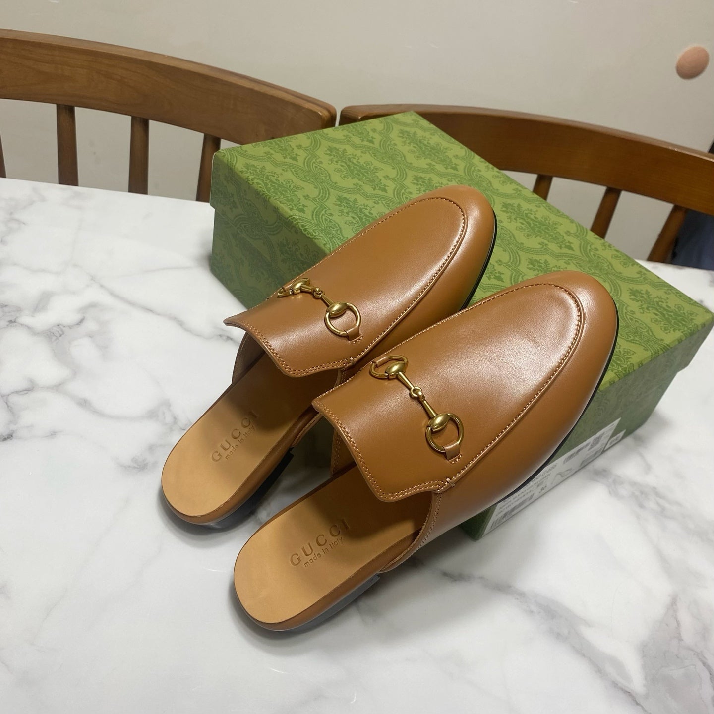 GG MULES IN BROWN LAMBSKIN GOLD HARD WARE - 35