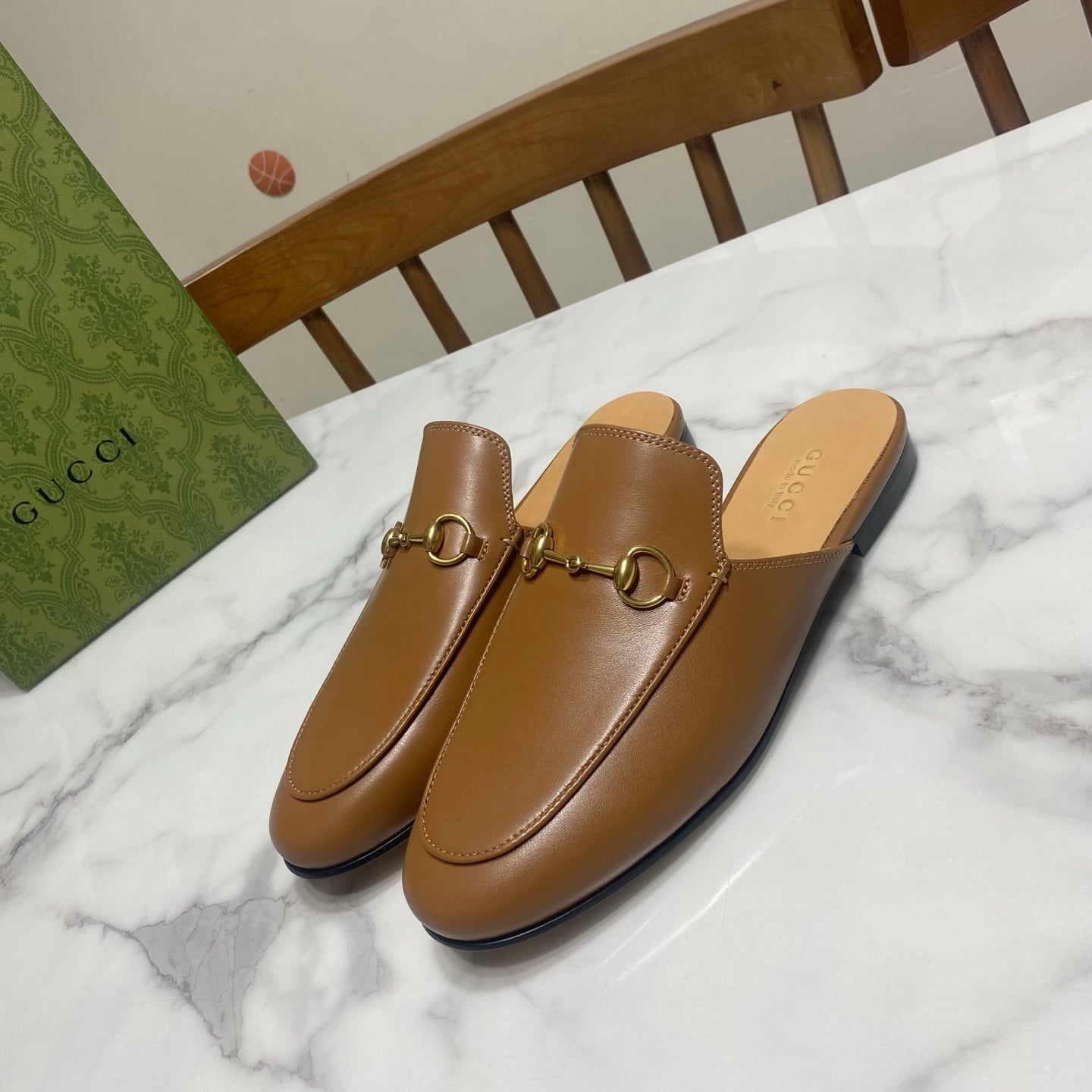 GG MULES IN BROWN LAMBSKIN GOLD HARD WARE - 35