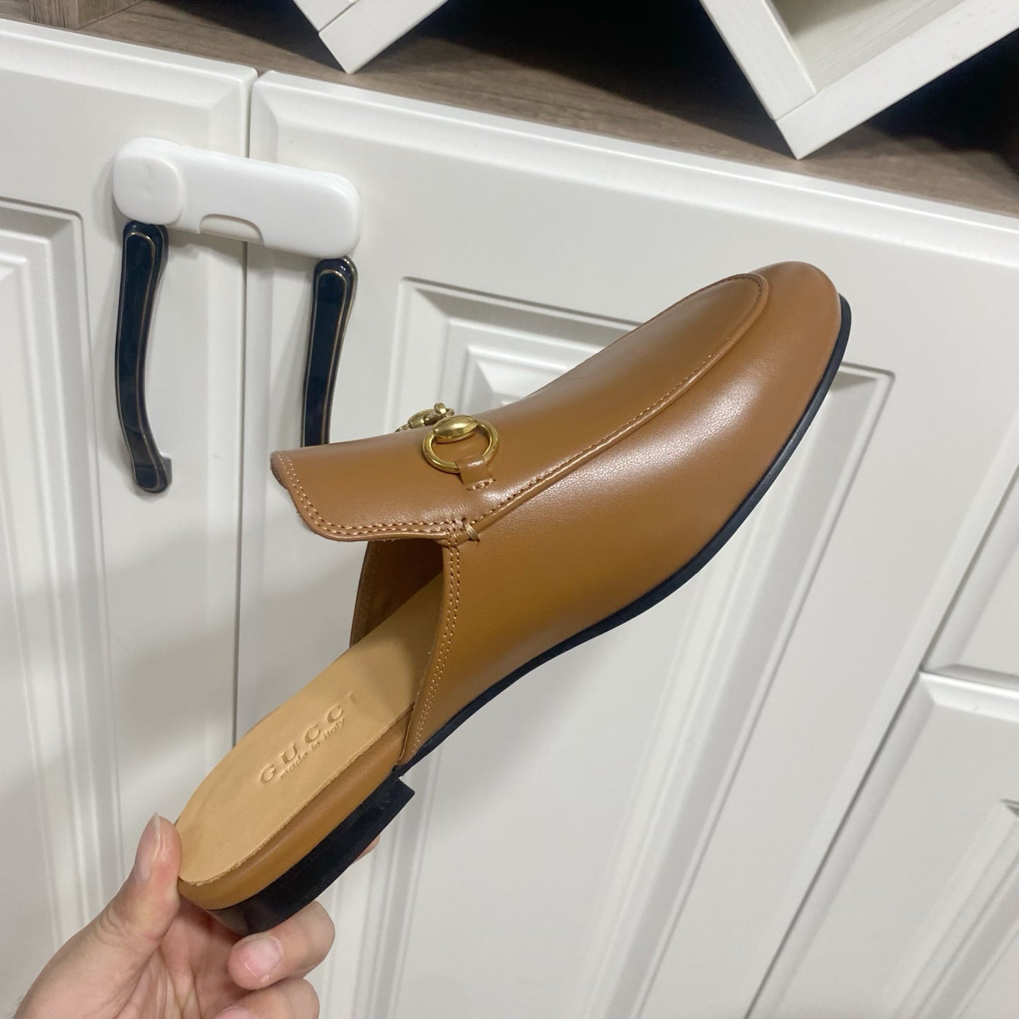 GG MULES IN BROWN LAMBSKIN GOLD HARD WARE - 35