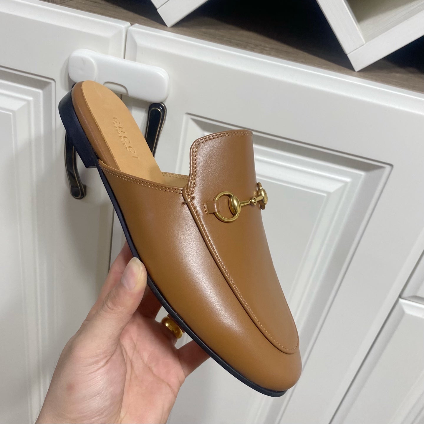 GG MULES IN BROWN LAMBSKIN GOLD HARD WARE - 35