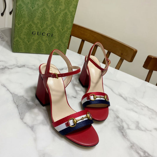 БОСОНІЖКИ GUCCI 26S НА ПІДБОРАХ 70 ММ З ЧЕРВОНОЇ ТЕЛЯЧОЇ ШКІРИ