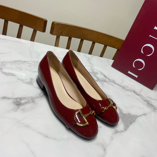 БАЛЕТКИ GUCCI 26S HORSEBIT З ТЕМНО-ЧЕРВОНОЇ ТЕЛЯЧОЇ ШКІРИ