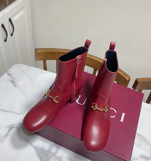 ЧЕРВОНІ ЧОБОТИ GUCCI 26S HORSEBIT З ТЕЛЯЧОЇ ШКІРИ, 40 ММ