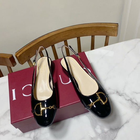GUCCI 26S БОСОНІЖКИ-СЛІНГИ З ЧОРНОЇ ТЕЛЯЧОЇ ШКІРИ
