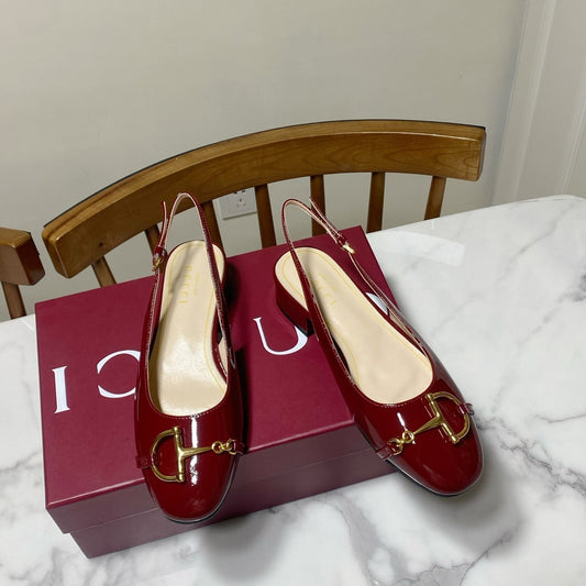ТУФЛІ-СЛІНГБЕКИ GUCCI 26S З ТЕМНО-ЧЕРВОНОЇ ТЕЛЯЧОЇ ШКІРИ