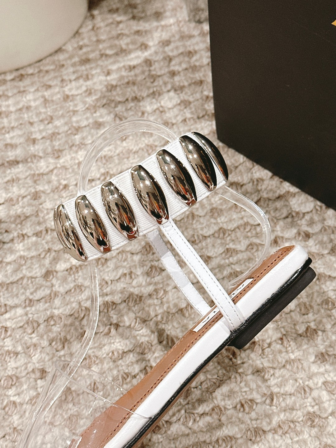 ALAIA SANDAL IN WHITE CALFSKN AND FILM WITH CRYSTAL - 35