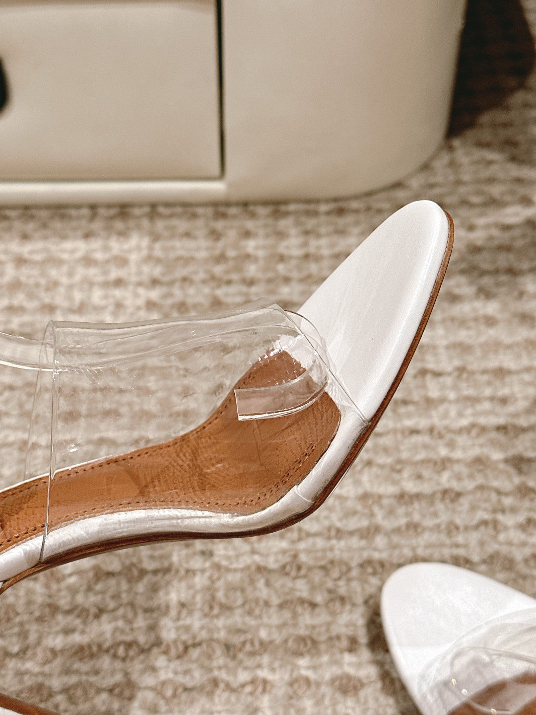 ALAIA HIGH SANDAL IN WHITE CALFSKN AND FILM WITH CRYSTAL - 35