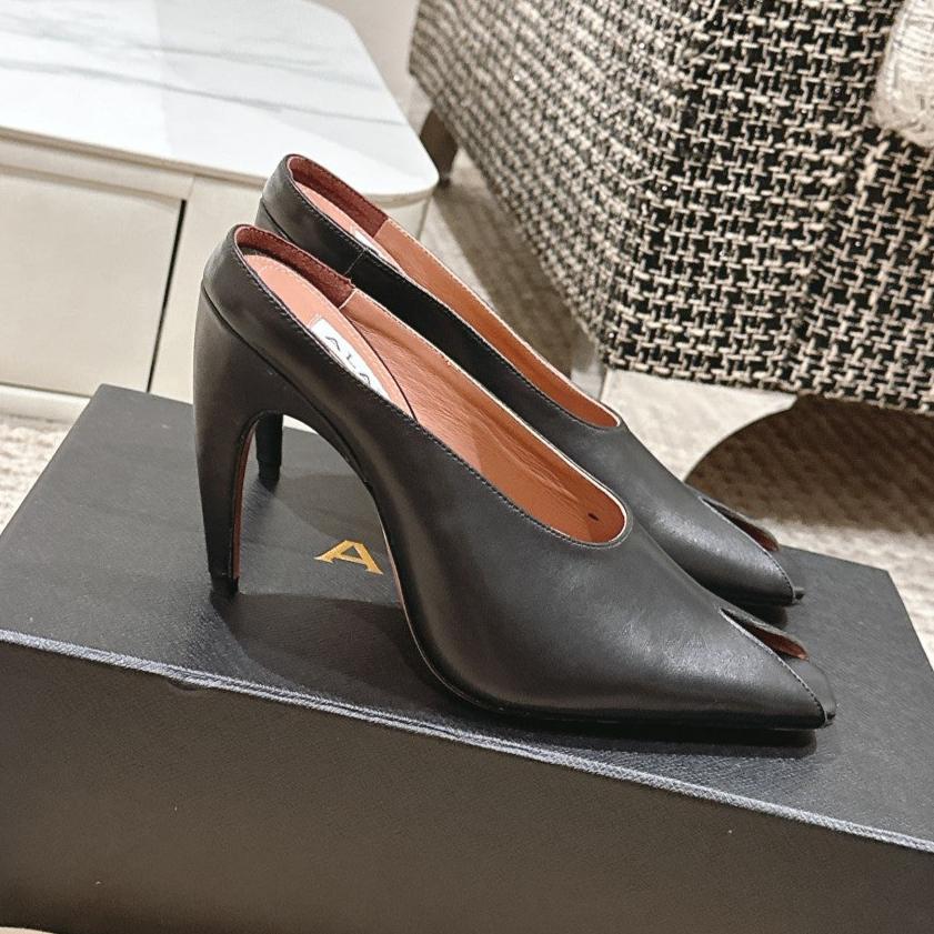 ALAIA SPIKE JEWEL MULES IN BLACK CALFSKIN - 35