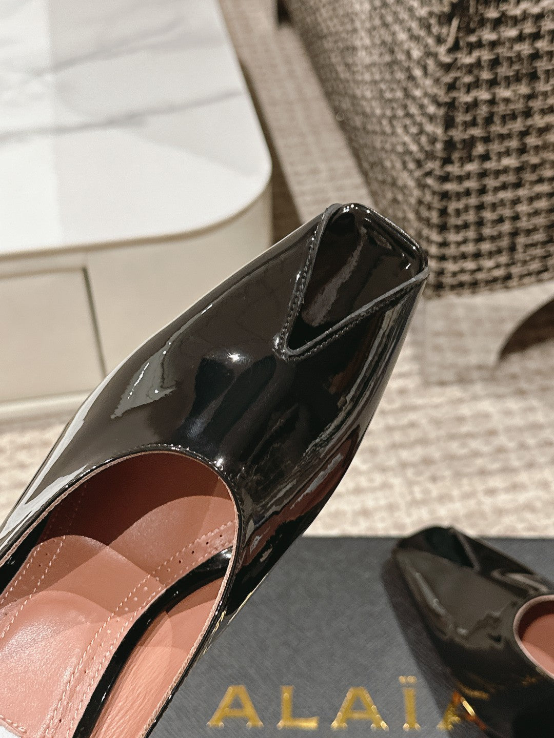 ALAIA SPIKE JEWEL MULES IN BLACK GLOSSY CALFSKIN - 35