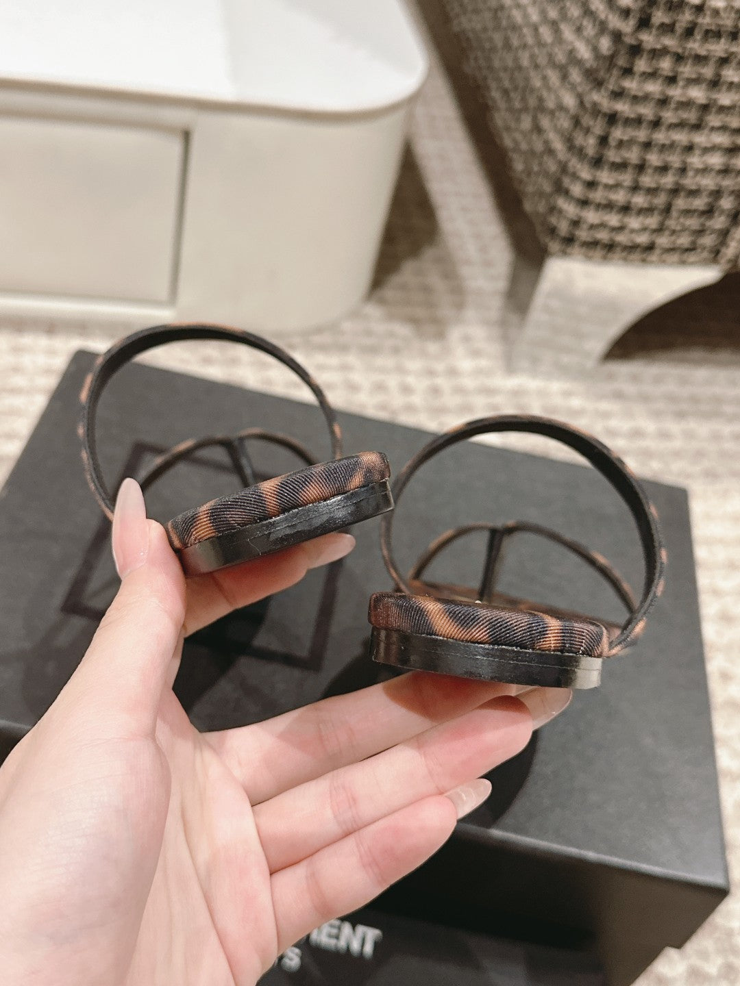 SL TANGER SLIDES LEOPARD SATIN - 35