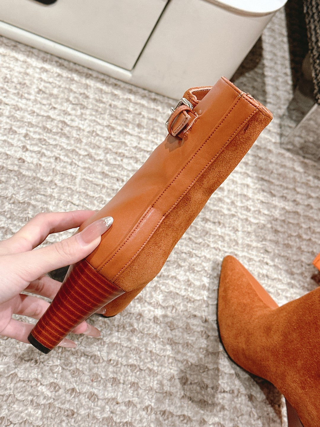 HILONA 6 CM ANKLE BOOTS IN BRONZE BROWN CALFSKIN AND SUEDE - 39