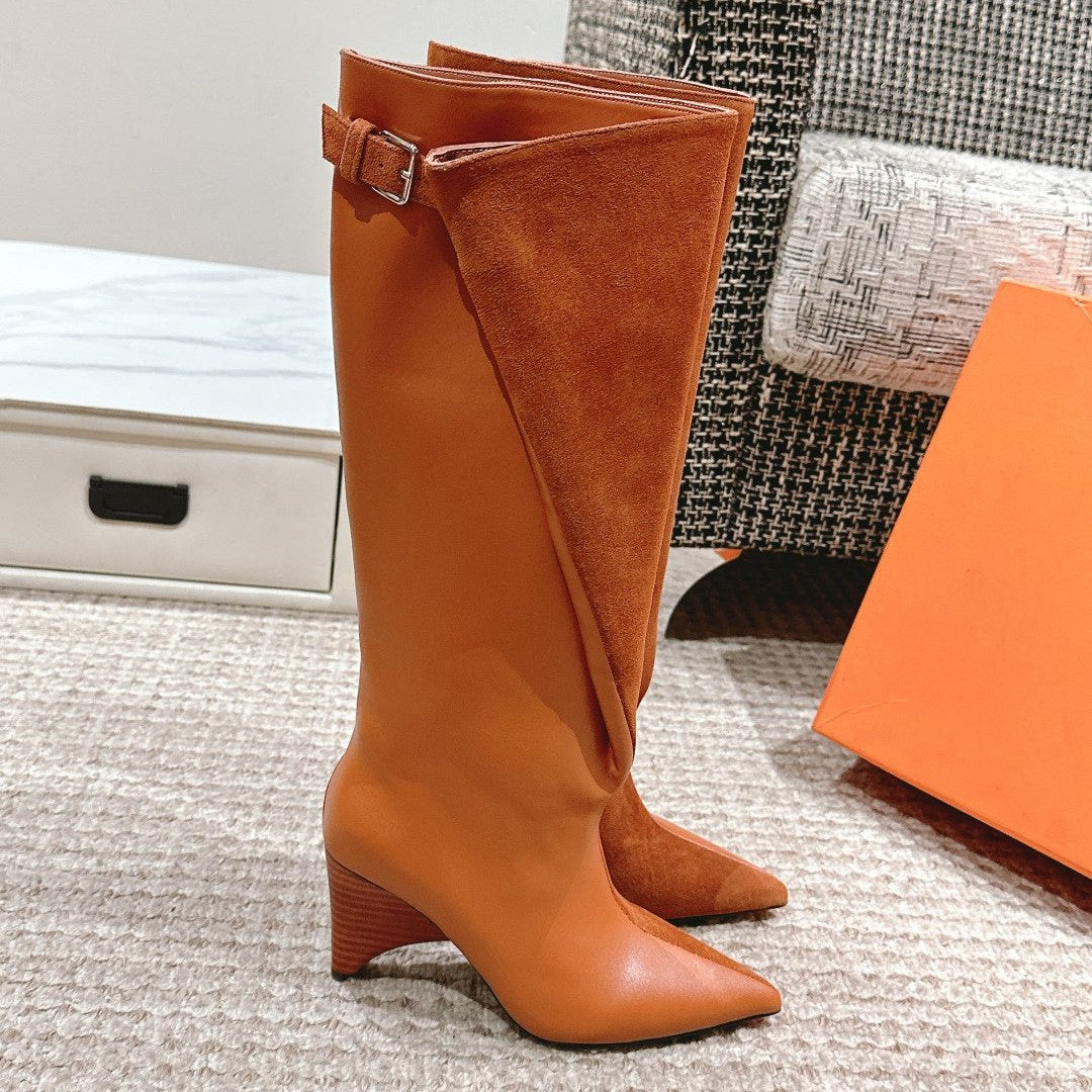 HILONA 6 CM BOOTS IN BRONZE BROWN CALFSKIN AND SUEDE - 39