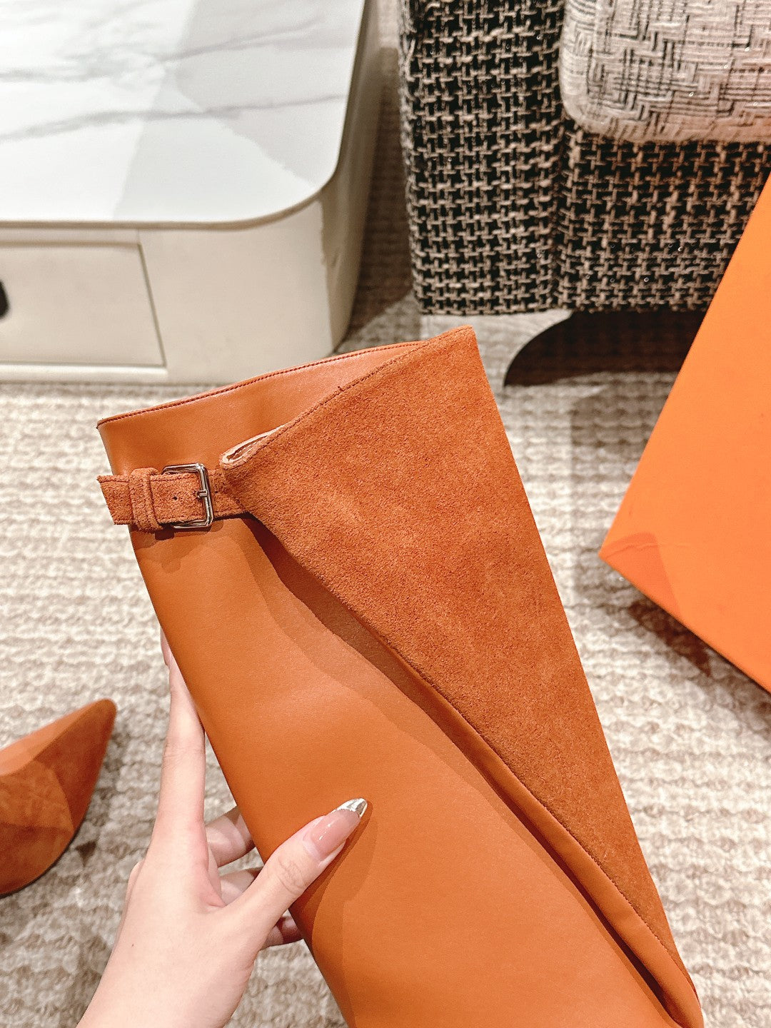 HILONA 6 CM BOOTS IN BRONZE BROWN CALFSKIN AND SUEDE - 39