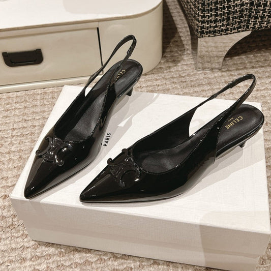 HIGH SLINGBACKS 5 CM IN BLACK PATENT CALFSKIN - 35