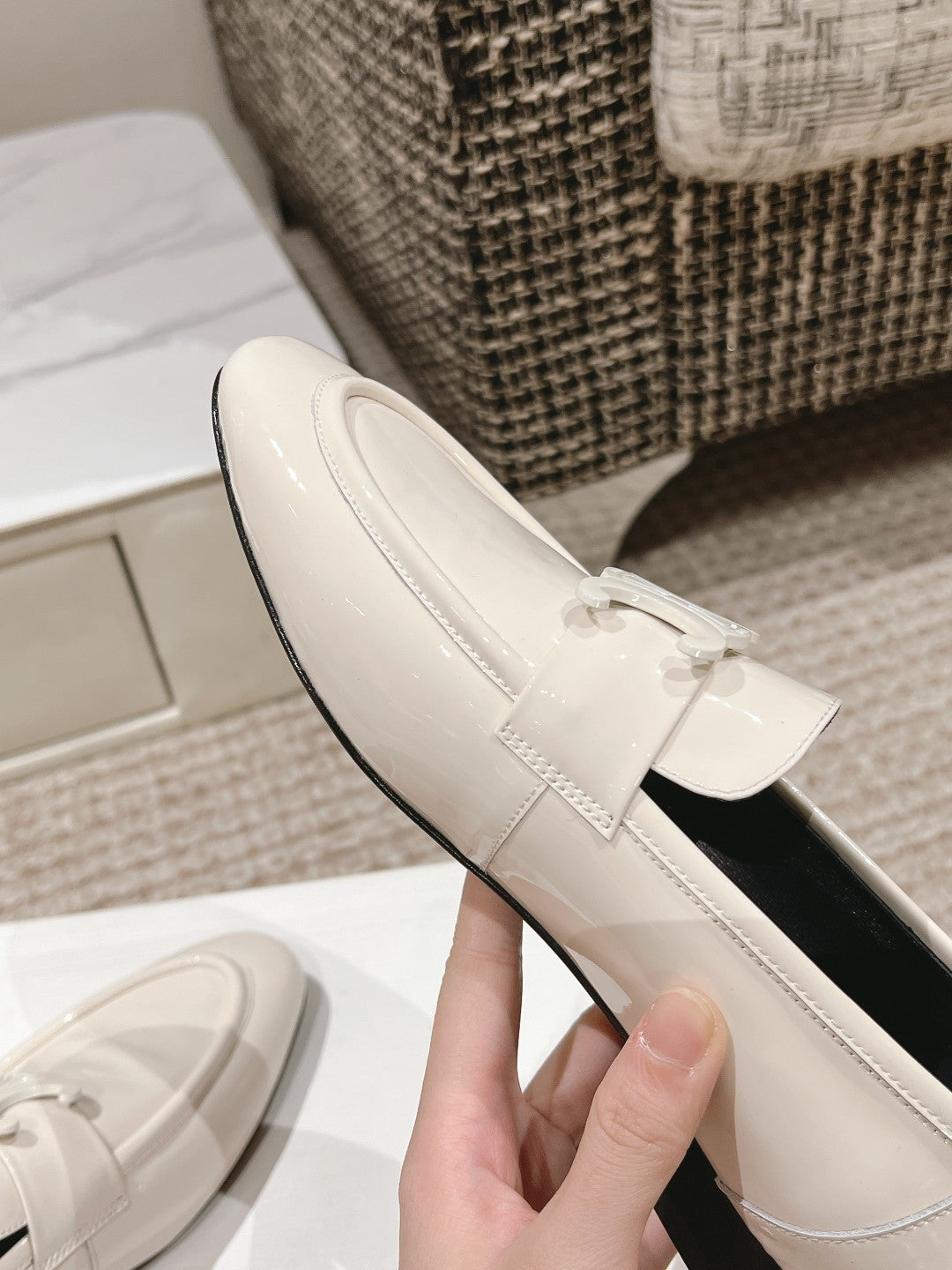 TRIOMPHE LOAFER IN WHITE PATENT CALFSKIN - 35