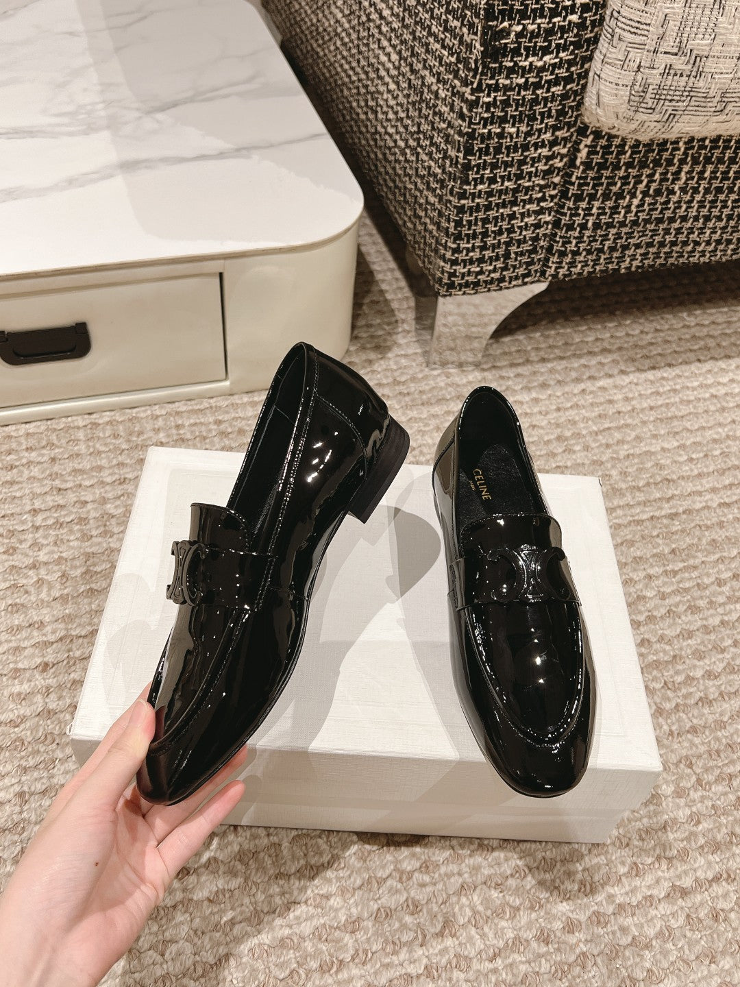 TRIOMPHE LOAFER IN BLACK PATENT CALFSKIN - 35