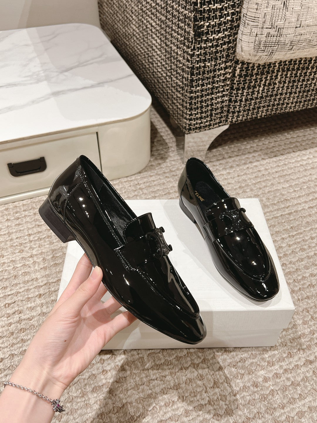 TRIOMPHE LOAFER IN BLACK PATENT CALFSKIN - 35
