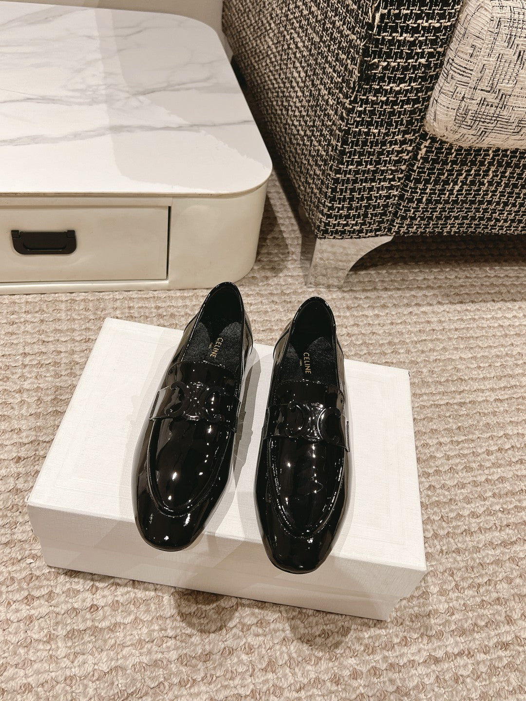 TRIOMPHE LOAFER IN BLACK PATENT CALFSKIN - 35