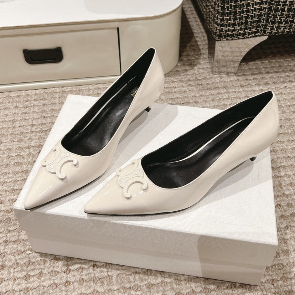 HIGH PUMP 5 CM IN WHITE PATENT CALFSKIN - 35