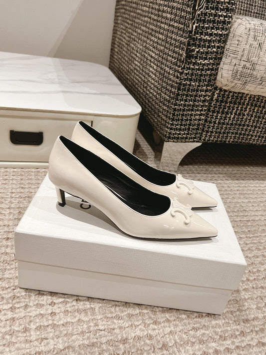 HIGH PUMP 5 CM IN WHITE PATENT CALFSKIN - 35