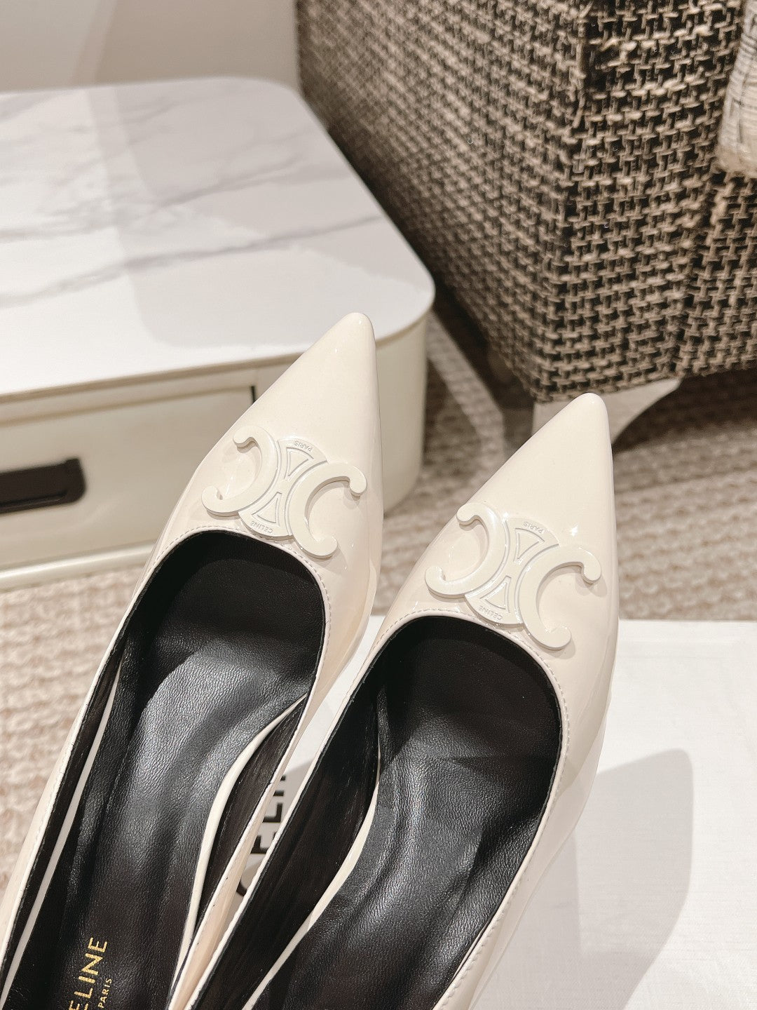 HIGH PUMP 5 CM IN WHITE PATENT CALFSKIN - 35