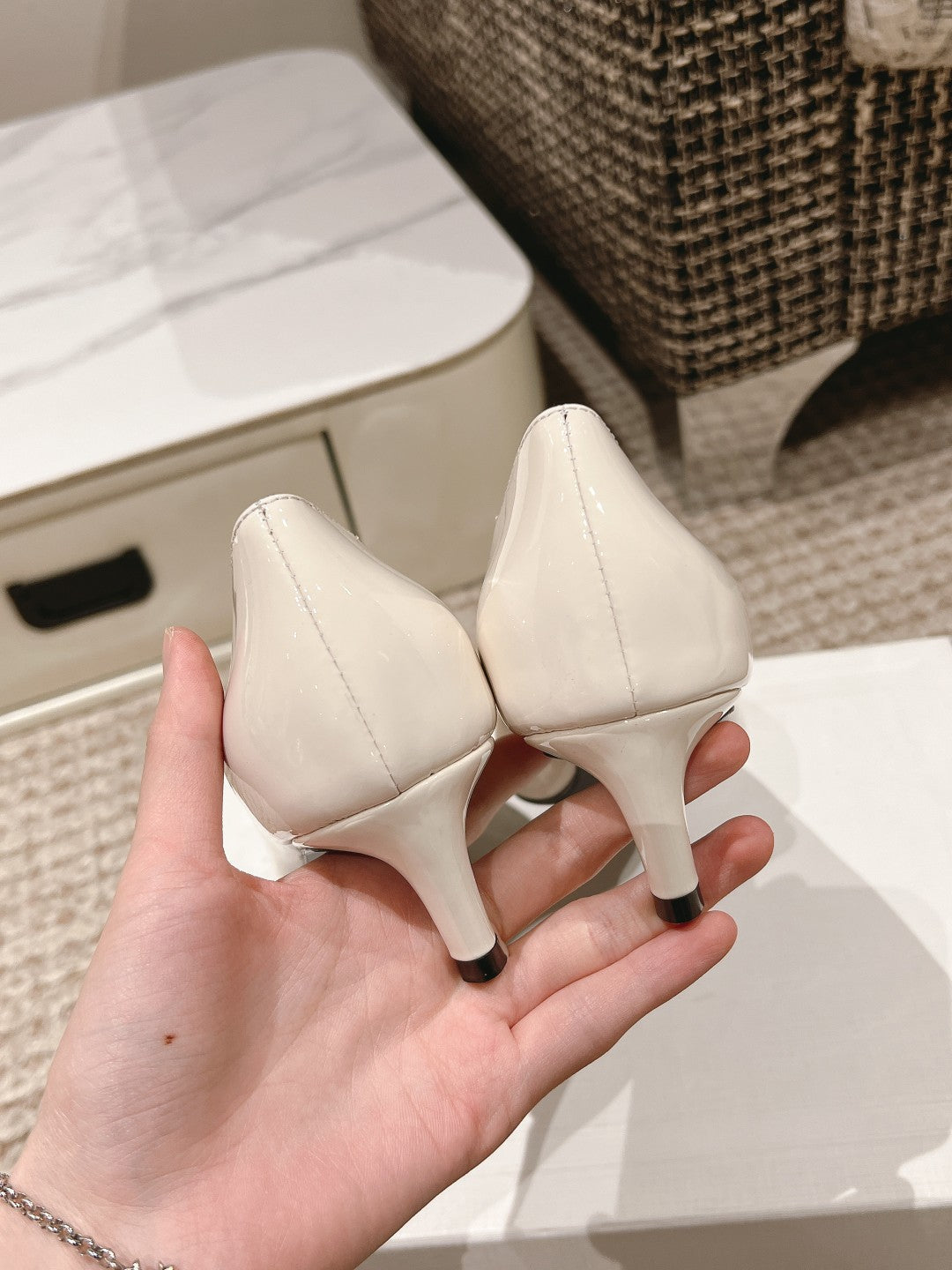 HIGH PUMP 5 CM IN WHITE PATENT CALFSKIN - 35