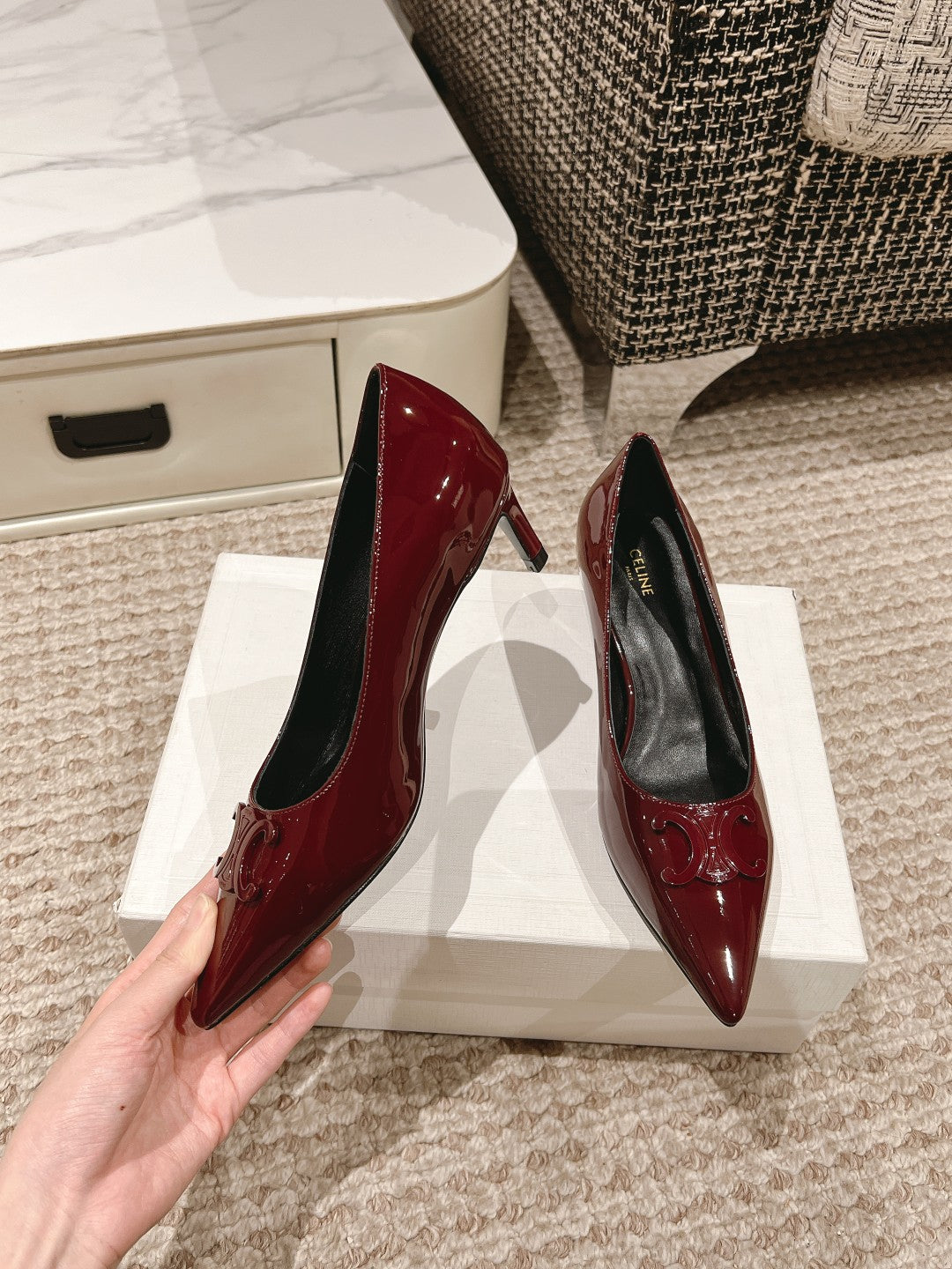HIGH PUMP 5 CM IN RUBY RED PATENT CALFSKIN - 35
