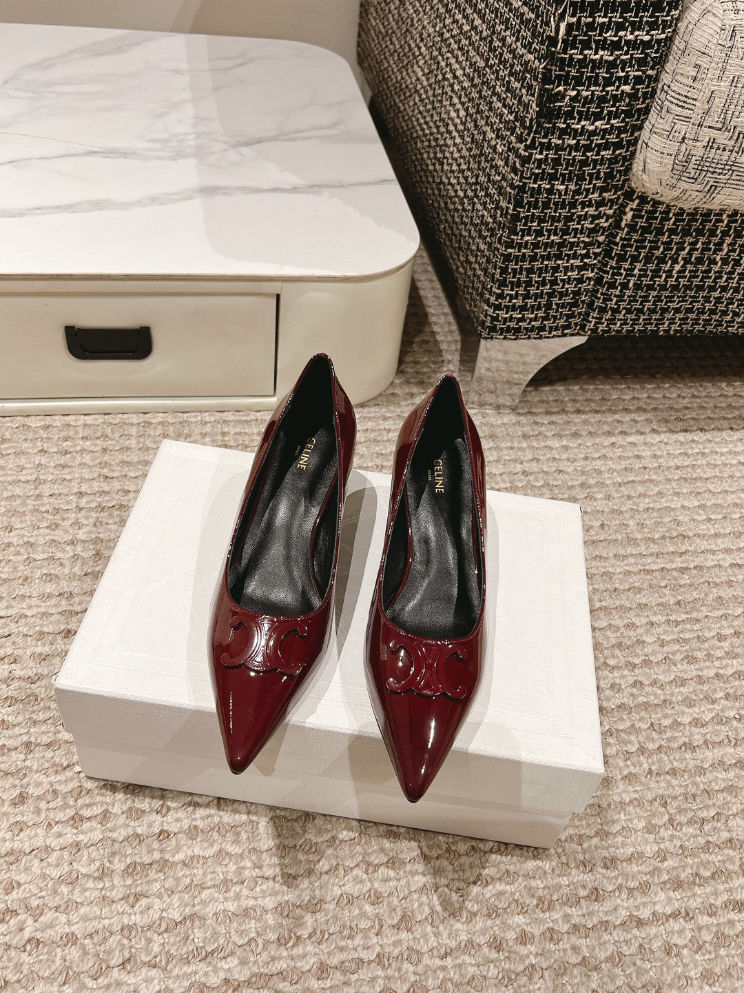 HIGH PUMP 5 CM IN RUBY RED PATENT CALFSKIN - 35