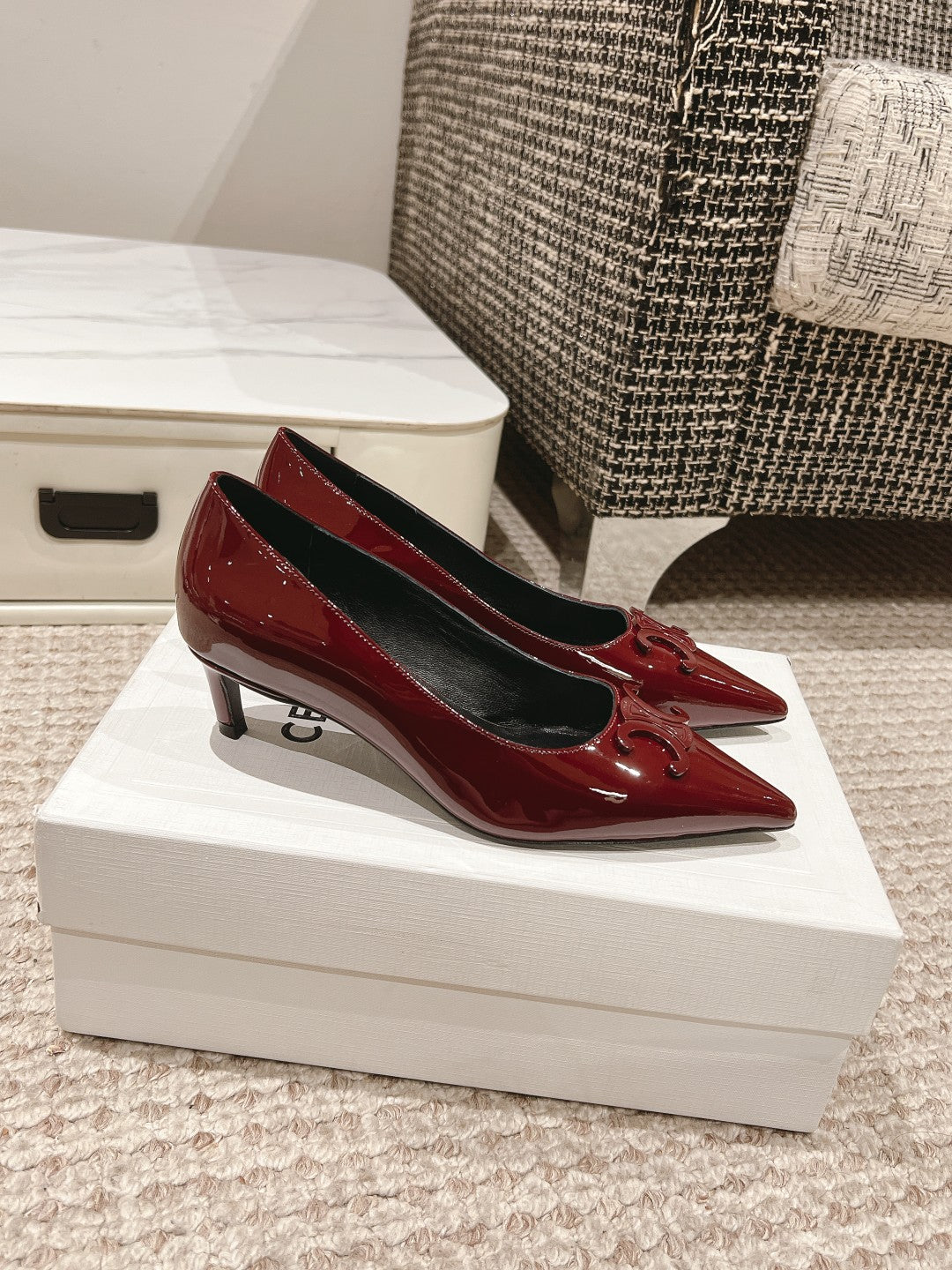 HIGH PUMP 5 CM IN RUBY RED PATENT CALFSKIN - 35