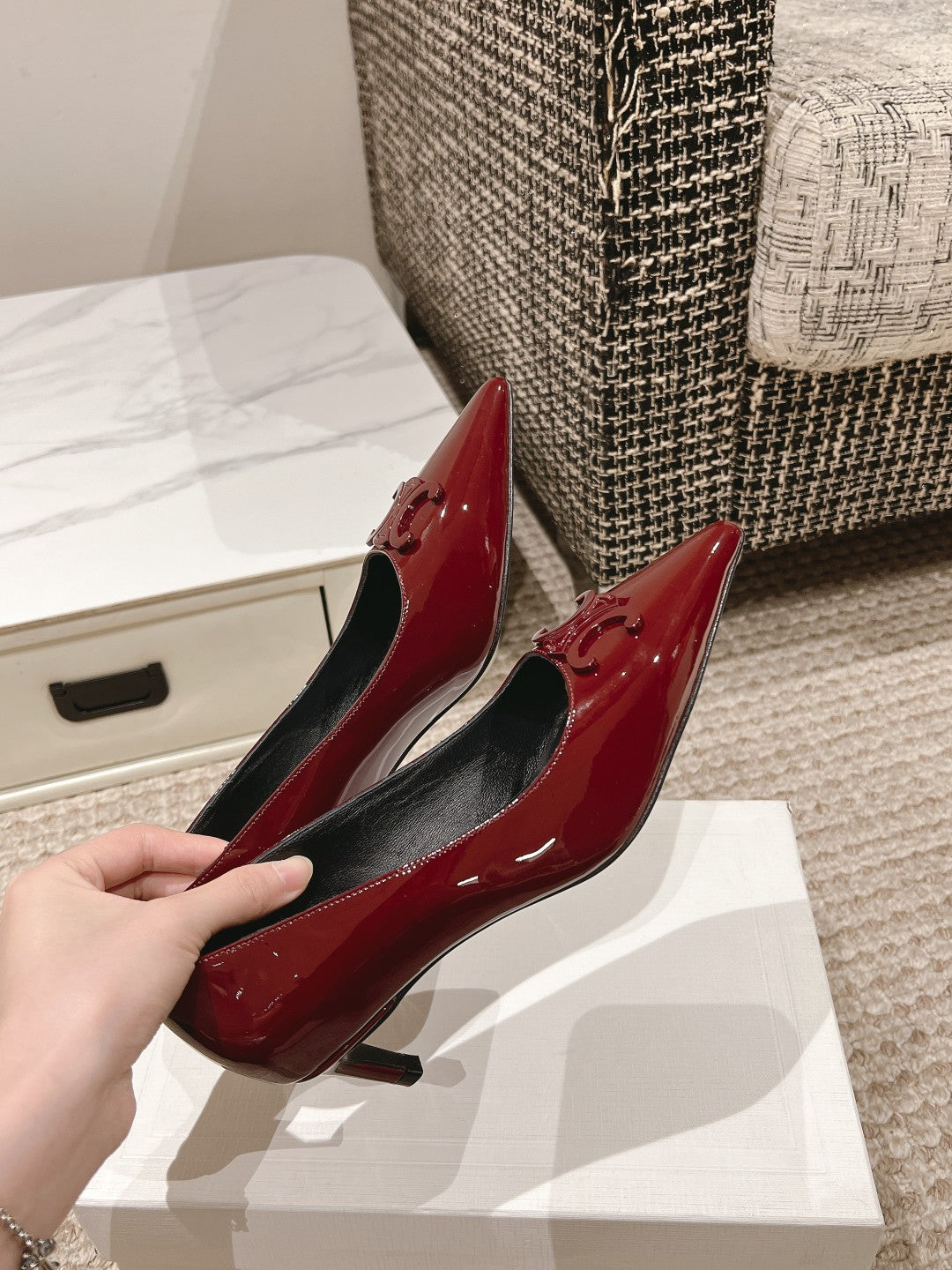HIGH PUMP 5 CM IN RUBY RED PATENT CALFSKIN - 35