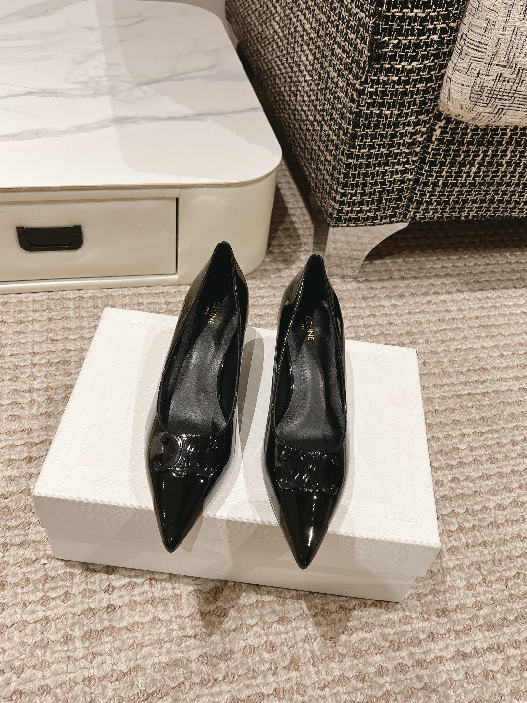 HIGH PUMP 5 CM IN BLACK PATENT CALFSKIN - 35