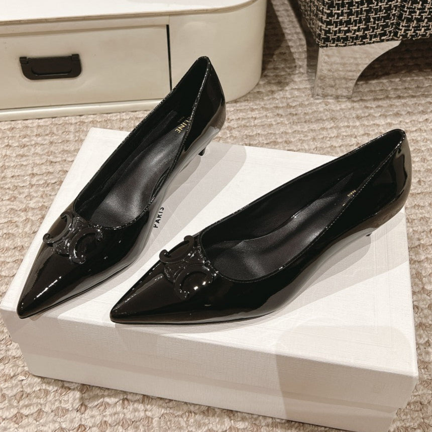 HIGH PUMP 5 CM IN BLACK PATENT CALFSKIN - 35