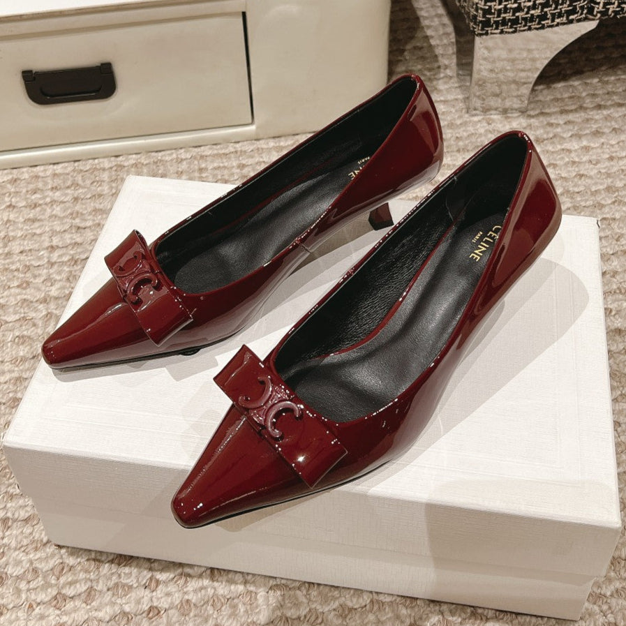 TRIOMPHE HIGH PUMP 5 CM IN RUBY RED PATENT CALFSKIN - 35