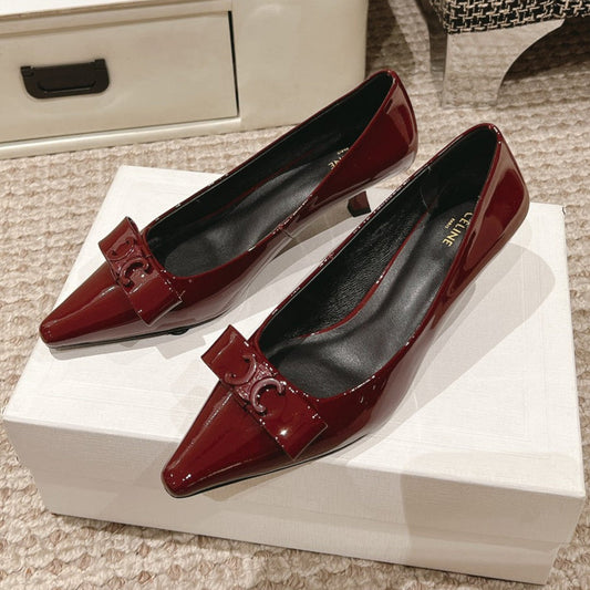TRIOMPHE HIGH PUMP 5 CM IN RUBY RED PATENT CALFSKIN - 35