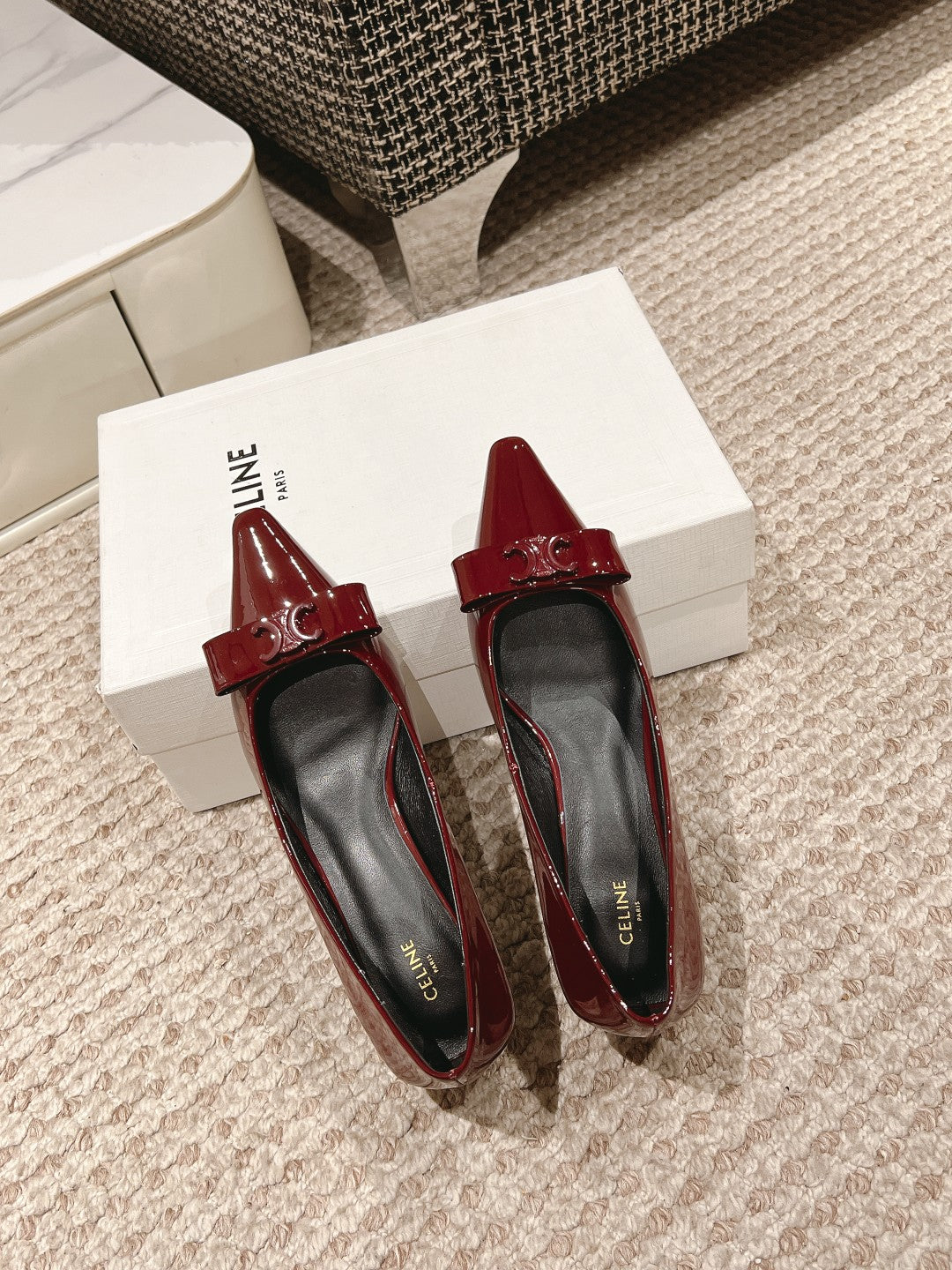 TRIOMPHE HIGH PUMP 5 CM IN RUBY RED PATENT CALFSKIN - 35