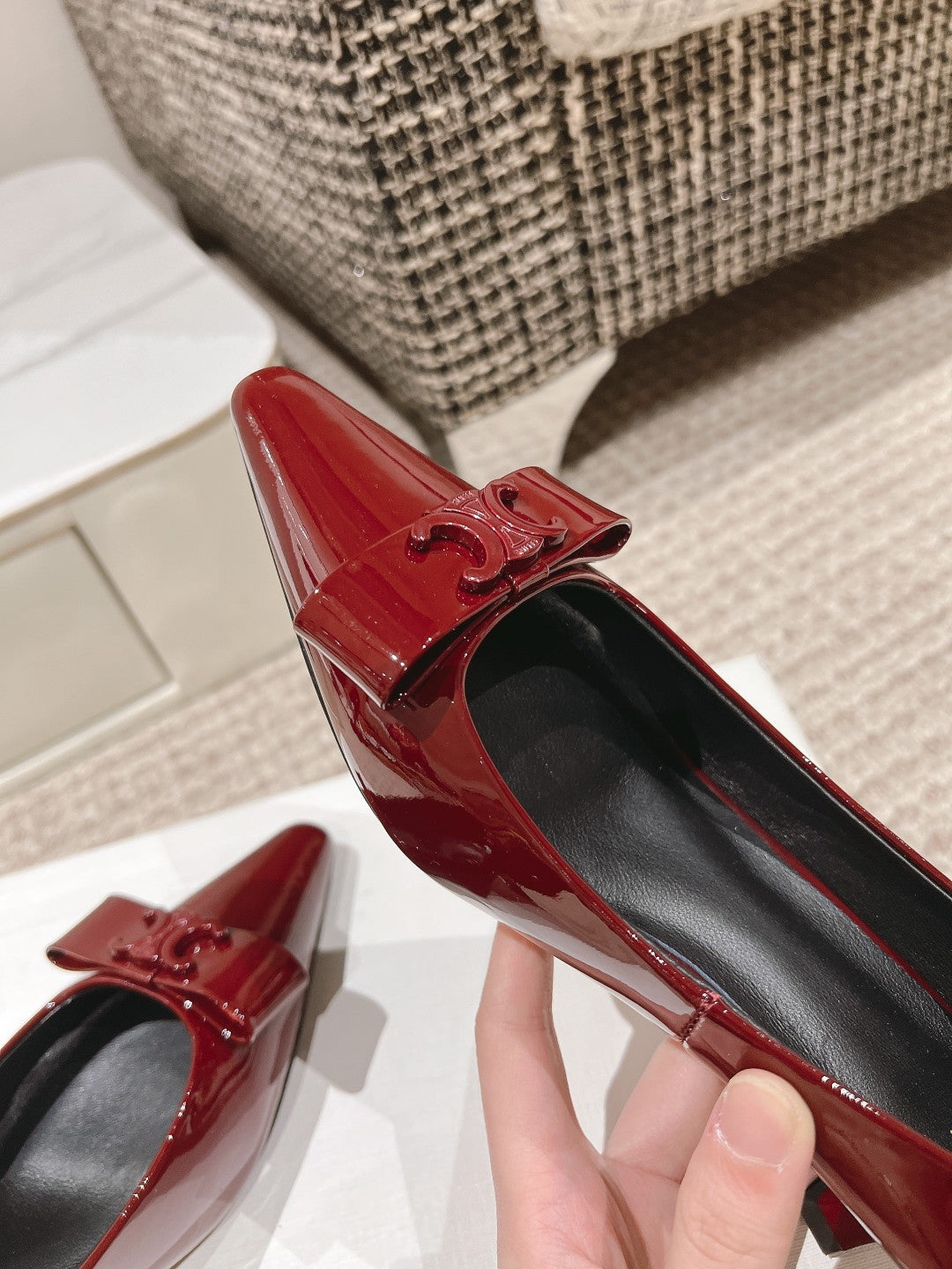 TRIOMPHE HIGH PUMP 5 CM IN RUBY RED PATENT CALFSKIN - 35