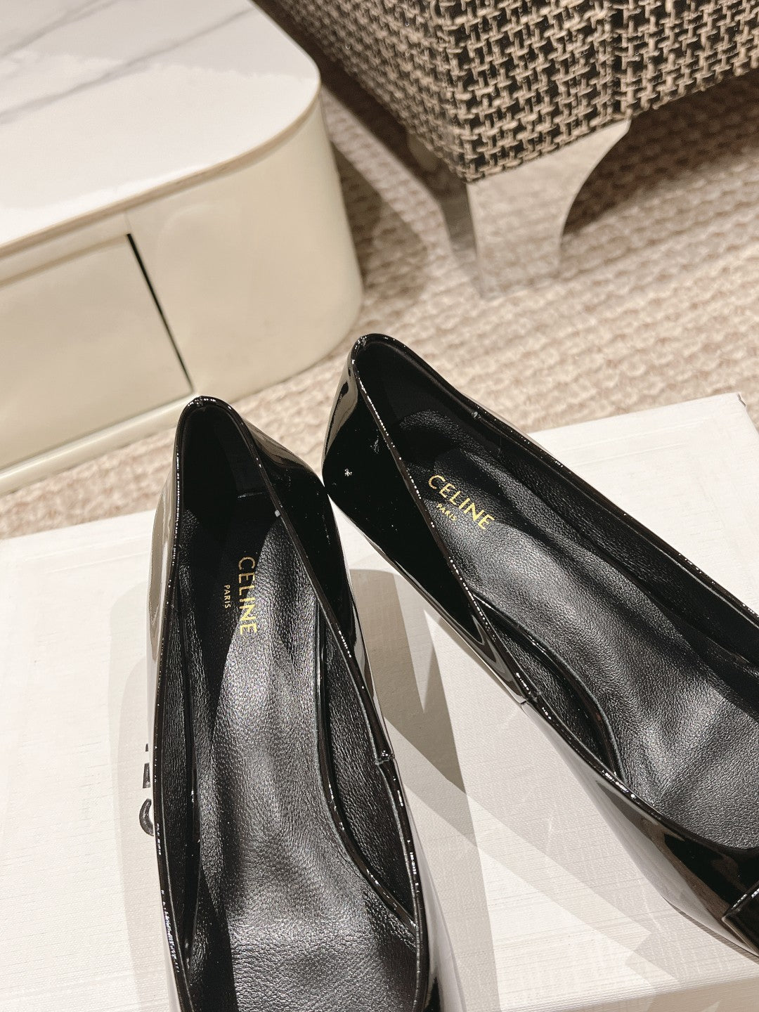 TRIOMPHE HIGH PUMP 5 CM IN BLACK PATENT CALFSKIN - 35