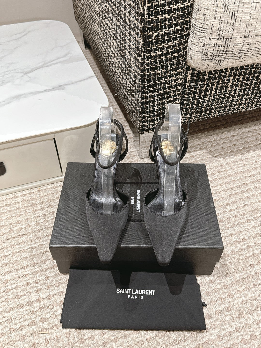 HIGH-HEELED SLINGBACKS SANDAL 7 CM IN BLACK SILK - 35