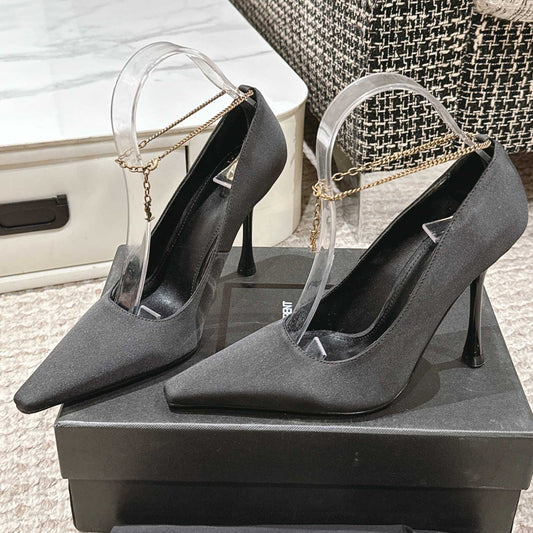 HIGH PUMP 9 CM IN BLACK SATIN - 35