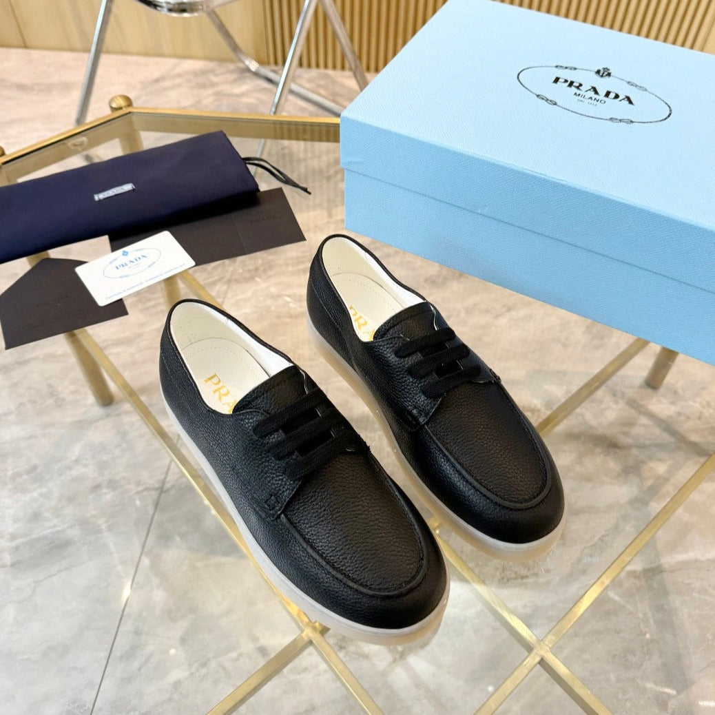 PRA LACE-UP SHOES BLACK CALFSKIN - 35
